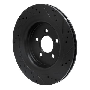 Ford Mustang Brake Rotor (1) - Rear Left - R1 Concepts - Drilled & Slotted - Black - `15-`23